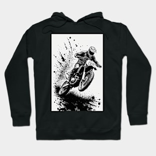 Dirt bike wheelie black splash-white background Hoodie